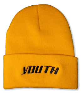 Yellow Embroidered Knit Beanie